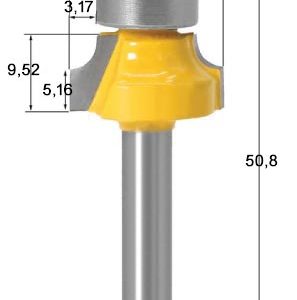Fraise quart de rond queue 6,35 r=3,17 mm
