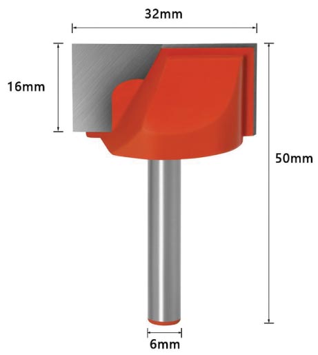 Fraise à Surfacer Pour Défonceuse - Tige 12mm, Diamètre De Coupe 45mm, Lames Amovibles En Carbure De Tungstène