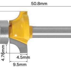 fraise affleureuse quart de rond rayon 4,76 mm